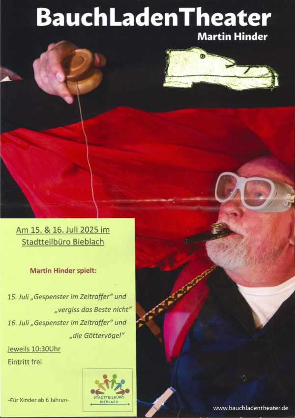 Bauchladentheater im Stadtteilbüro Bieblach-Ost | Plakat